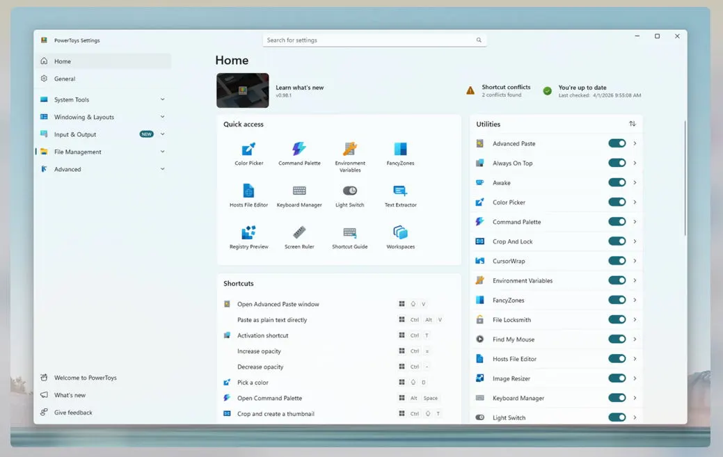 Microsoft libera PowerToys 0.100 para celebrar su aniversario
